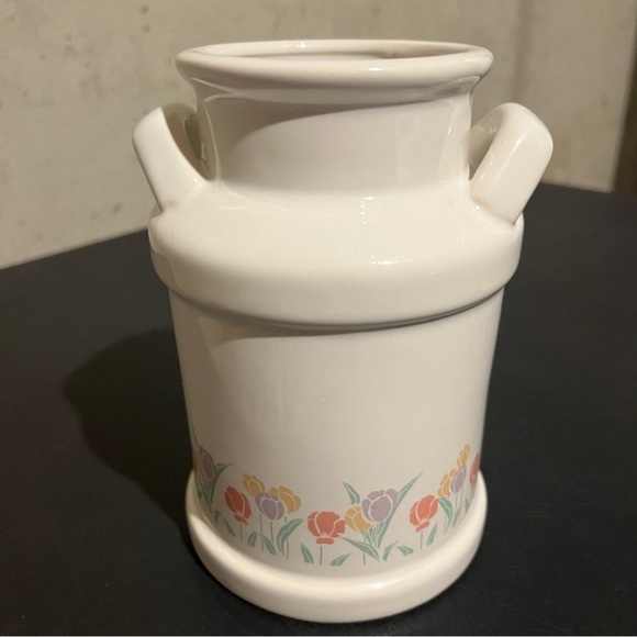 Mount Clemens Milk Can White Ceramic Two Handles Crock Jug Utensil Holder Vase - Picture 3 of 7